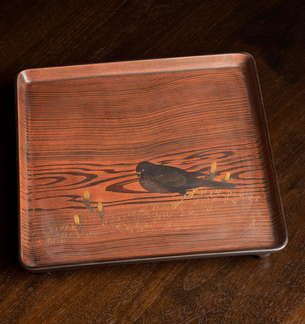 Meiji Footed Tray with Bird Motif