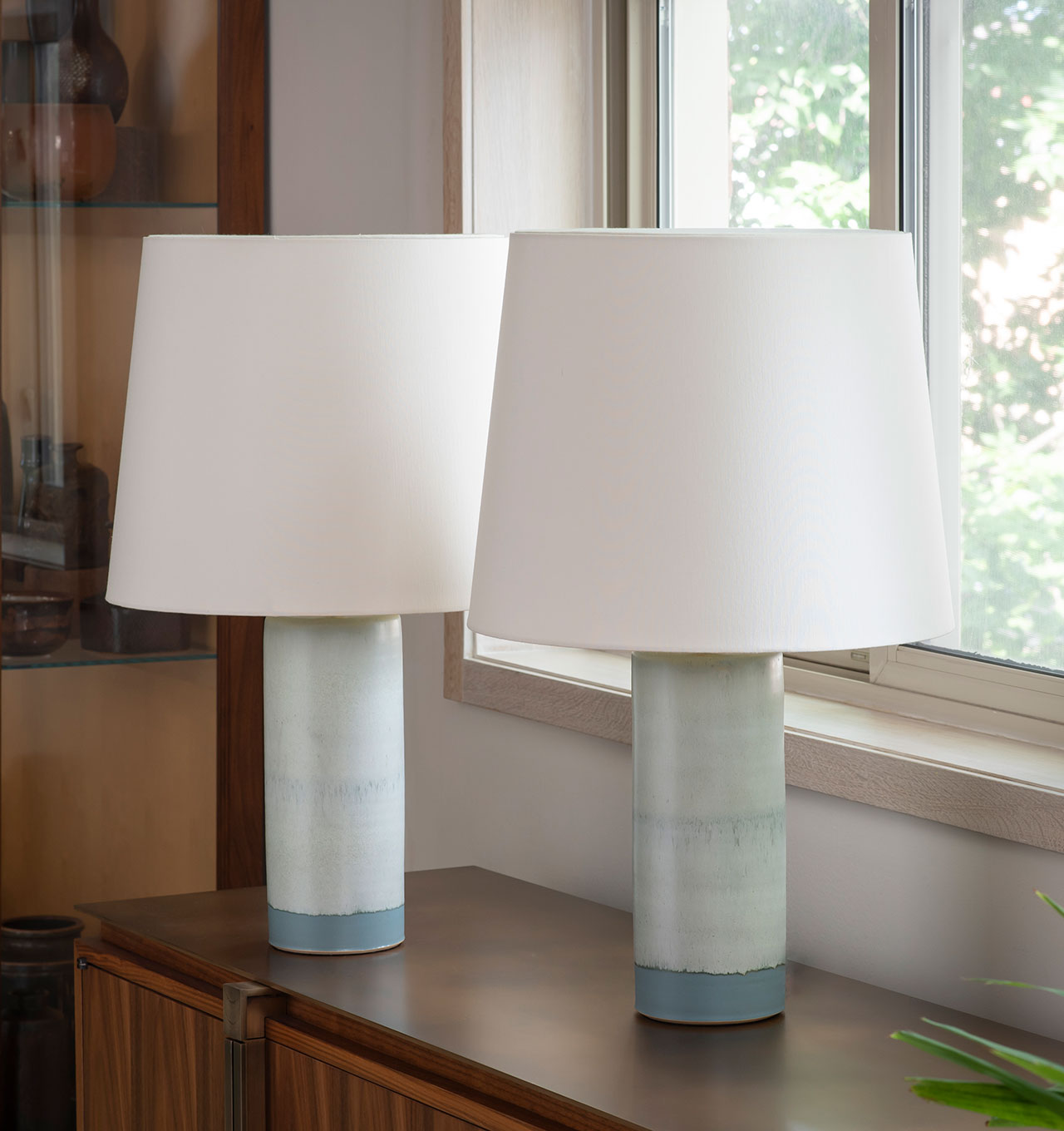 Muted Teal Haresfur Table Lamps