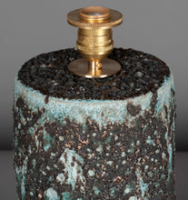 Load image into Gallery viewer, Bronze + Turquoise Crater Glaze Table Lamps