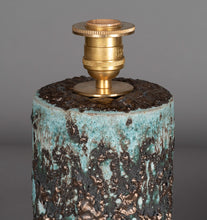 Load image into Gallery viewer, Turquoise + Bronze Crater Glaze Table Lamps
