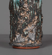 Load image into Gallery viewer, Turquoise + Bronze Crater Glaze Table Lamps