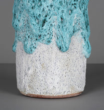 Load image into Gallery viewer, Turquoise + White Crater Glaze Table Lamps