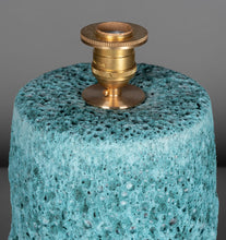 Load image into Gallery viewer, Turquoise + White Crater Glaze Table Lamps