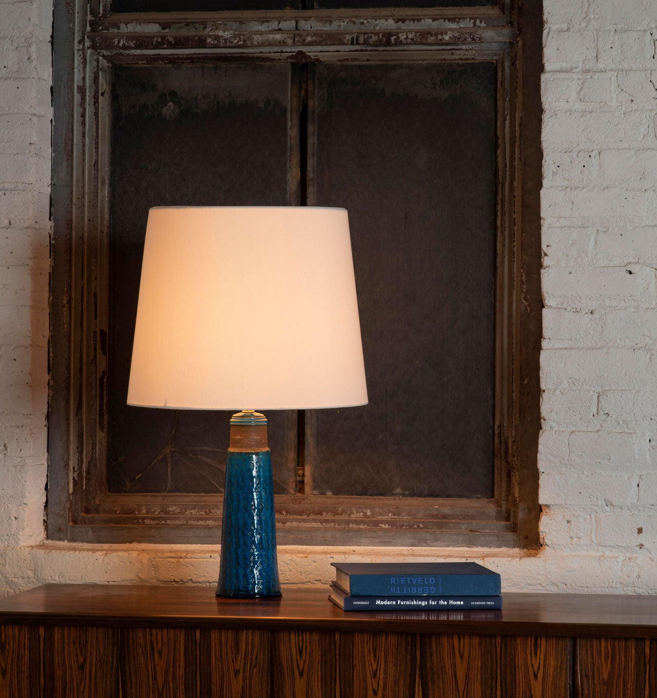 Turquoise Glazed and Matte Brown Table Lamp