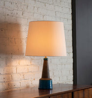 Matte Brown and Turquoise Glazed Table Lamp