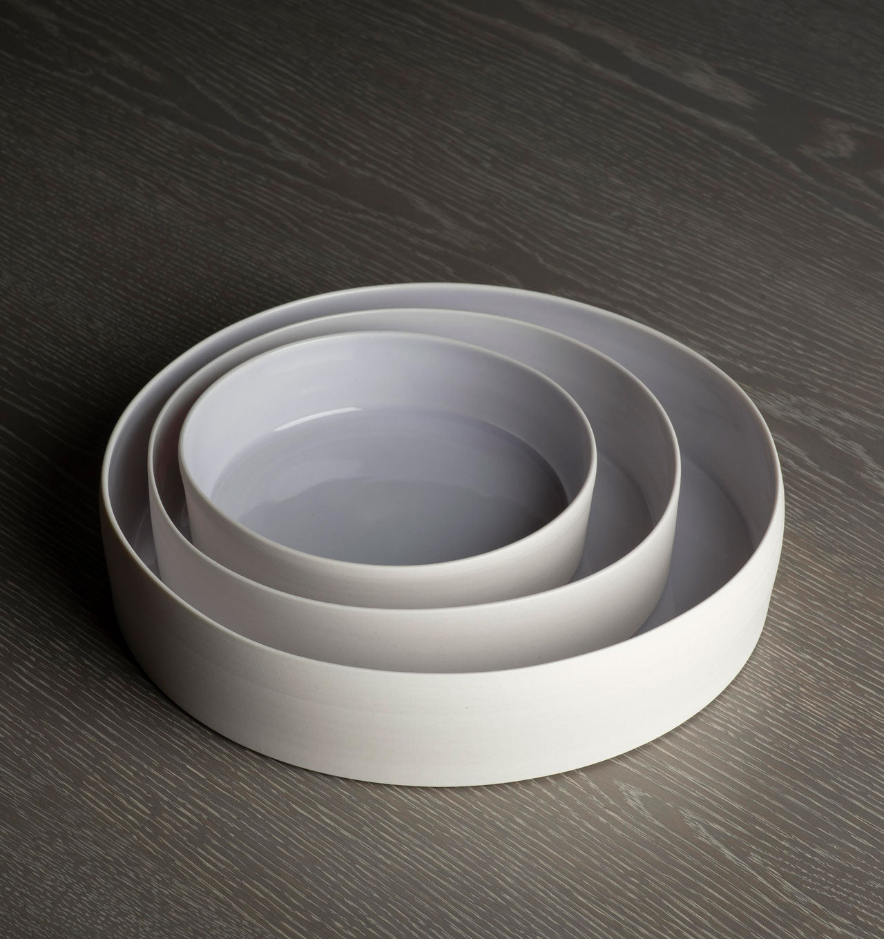 White and Lavender Nested Cylindrical Trays