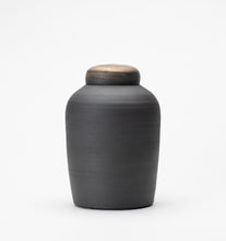 Load image into Gallery viewer, Black and Gold Wash Lidded Vessel