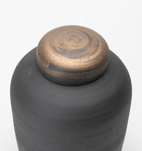 Load image into Gallery viewer, Black and Gold Wash Lidded Vessel