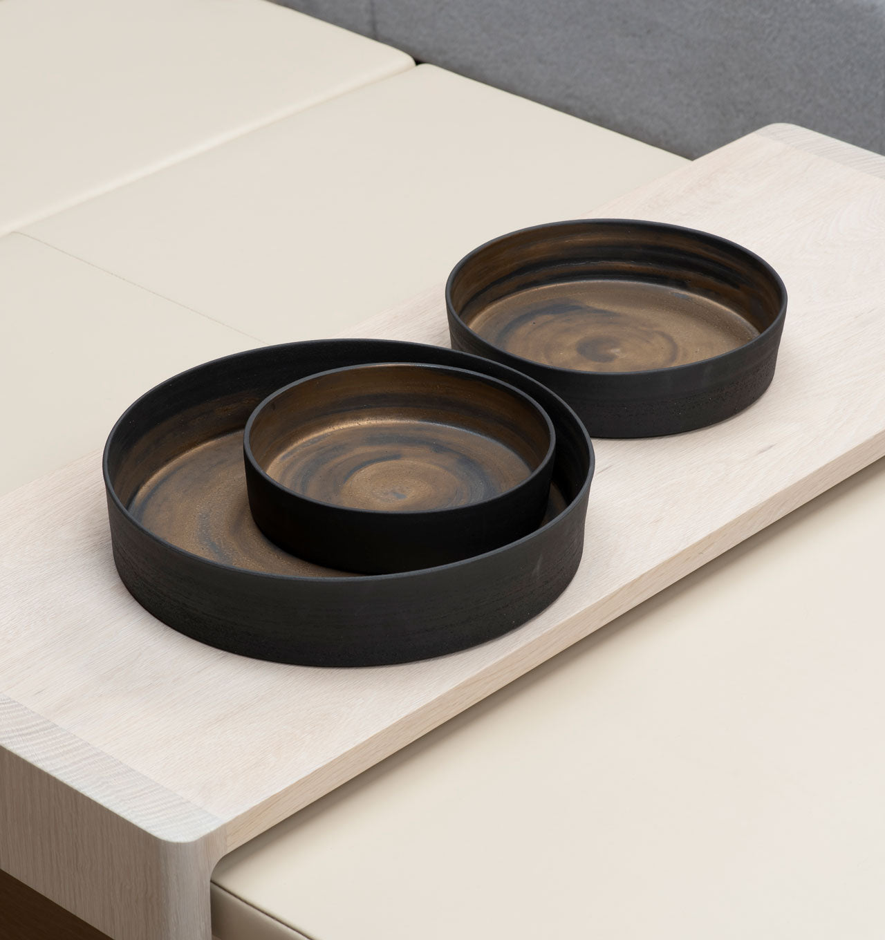 Black and Gold Nested Cylindrical Trays
