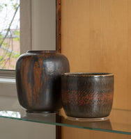 Tenmoku Shouldered Vase and  Bowl