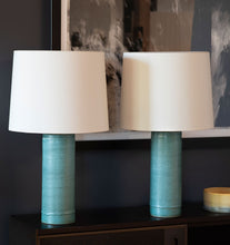 Load image into Gallery viewer, Teal Haresfur Table Lamps