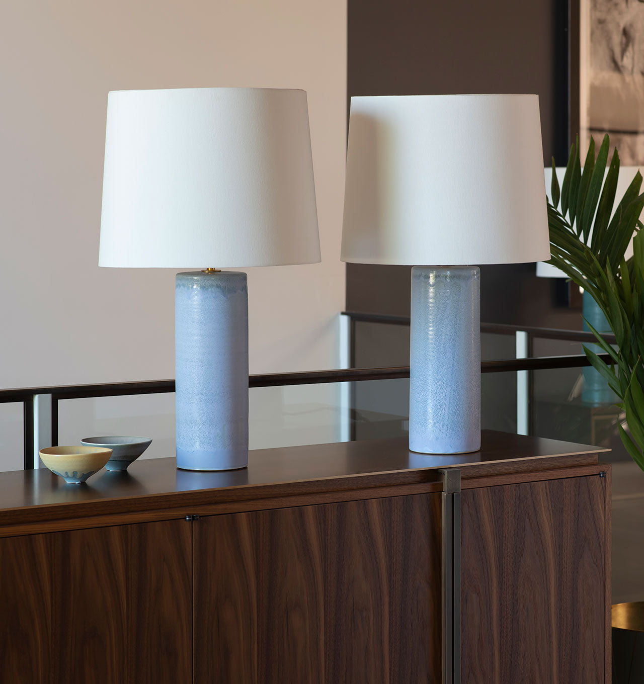 Pale Blue Haresfur Table Lamps