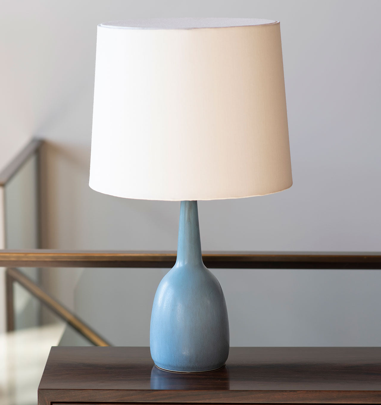 Dove Blue Haresfur Glaze Table Lamp