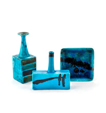 Load image into Gallery viewer, Turquoise and Black Glazed Vessel Set