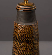 Load image into Gallery viewer, Brown and Amber Glazed Table Lamp